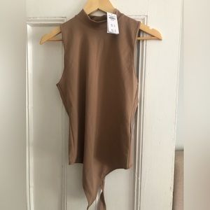 Tan Abercrombie Mock Neck Sleeveless Bodysuit